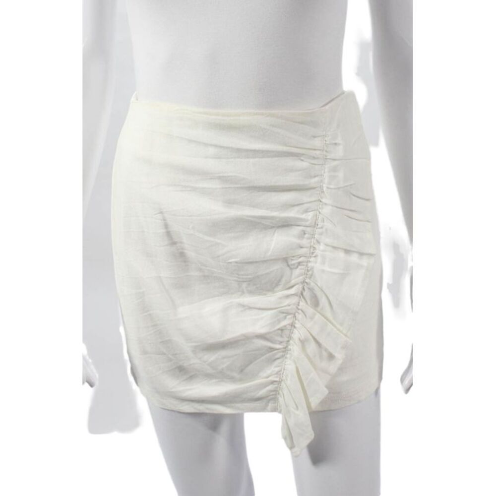 Etophe Studios Women Straight Pencil Skirt White Cotton Short Zip Fall Size S